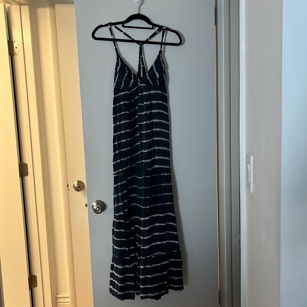 Blue and white long summer dress